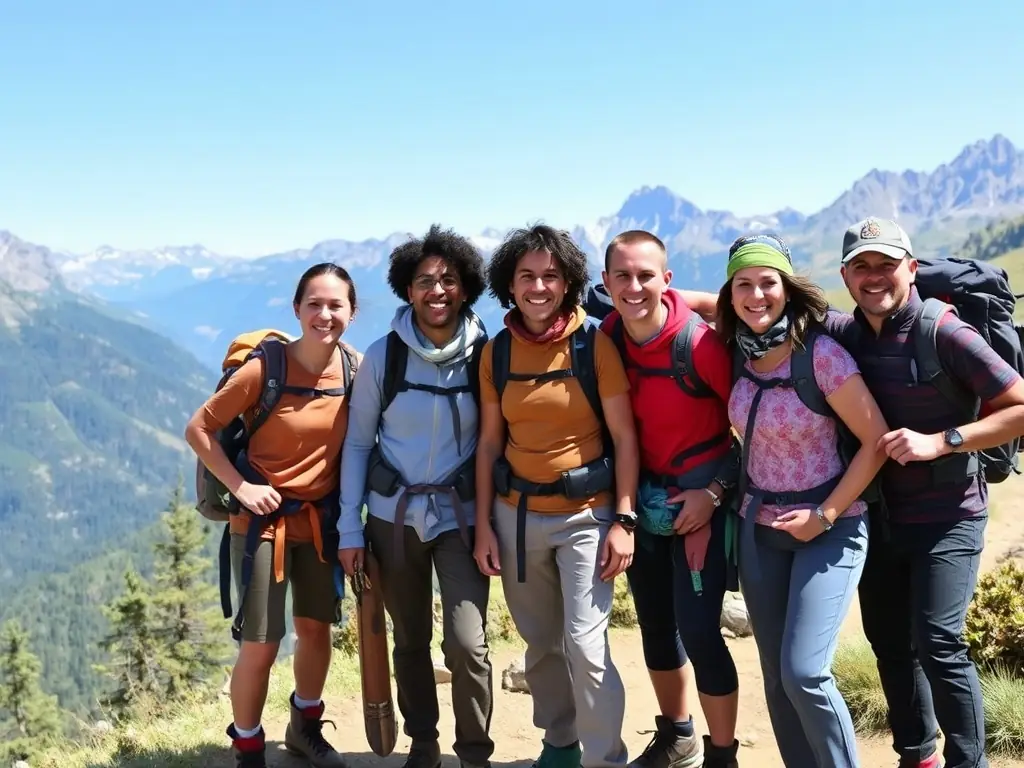 A group of hikers traversing a rocky mountain path during a guided tour organized by ARRV, showcasing the scenic landscapes and camaraderie.