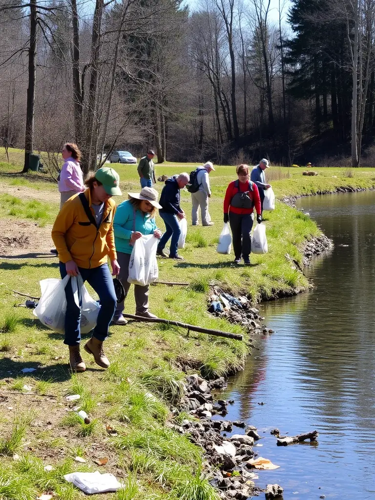 A group of ARRV members participating in a trail cleanup activity, collecting litter and maintaining the pristine condition of the hiking trails.