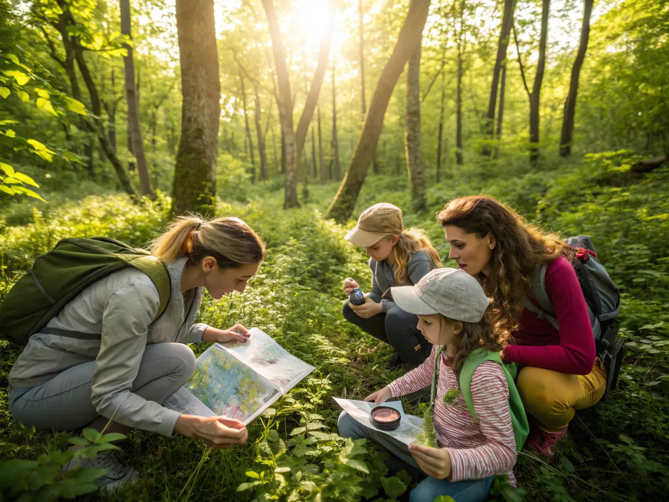 A workshop session where participants are learning about map reading and navigation skills, essential for safe and successful hiking adventures.